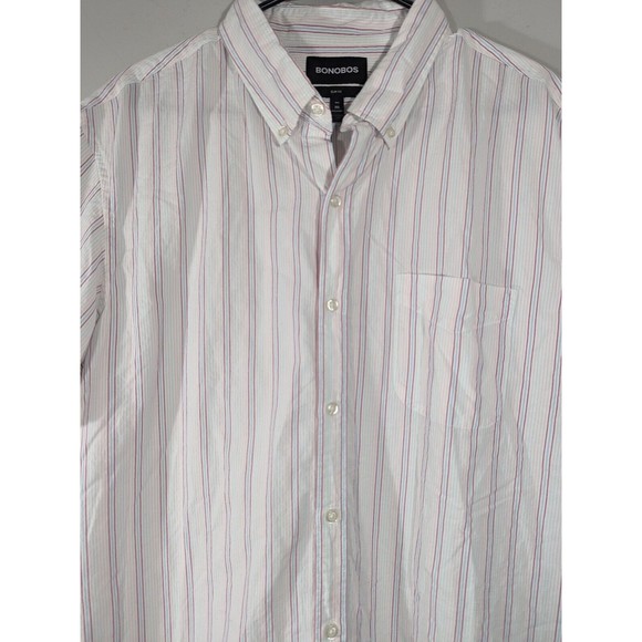 Bonobos Stripe Short Sleeve Button Down Slim Fit Shirt Men Size XXL - Picture 3 of 5